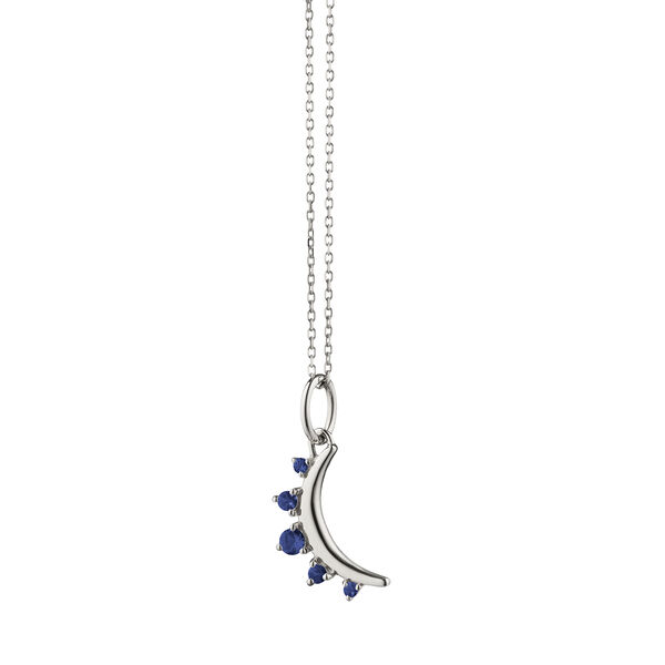 Pendentif Birthstones Mini Moon septembre en argent avec saphirs bleus
